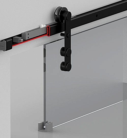 BARNDOOR 8925 - SÜRME CAM KAPI [ STANDART ] - SETBOX 1700 MM - SİYAH